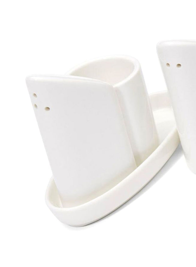 VERONA PORCELAIN SALT AND PEPPER & TOOTHPICK SET, WHITE COLOR