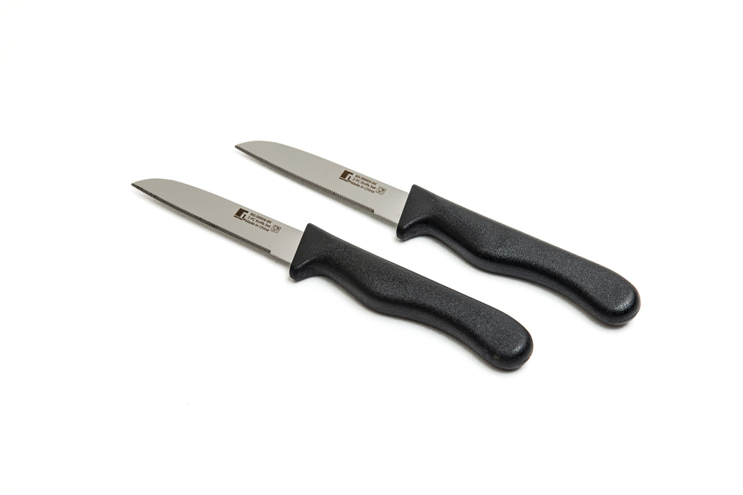 Ocasa Stainless Steel 2pc Fruit Knife Set Black Serrated Blade