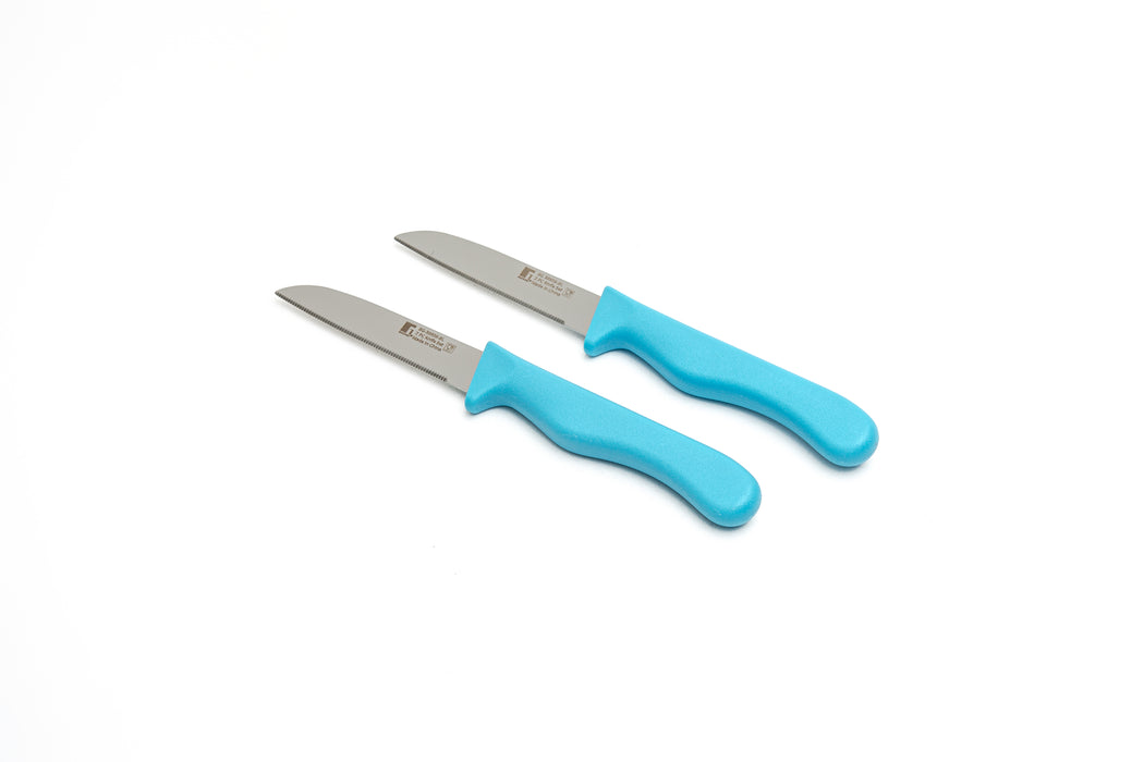 Ocasa Stainless Steel 2pc Fruit Knife Set Blue Serrated Blade