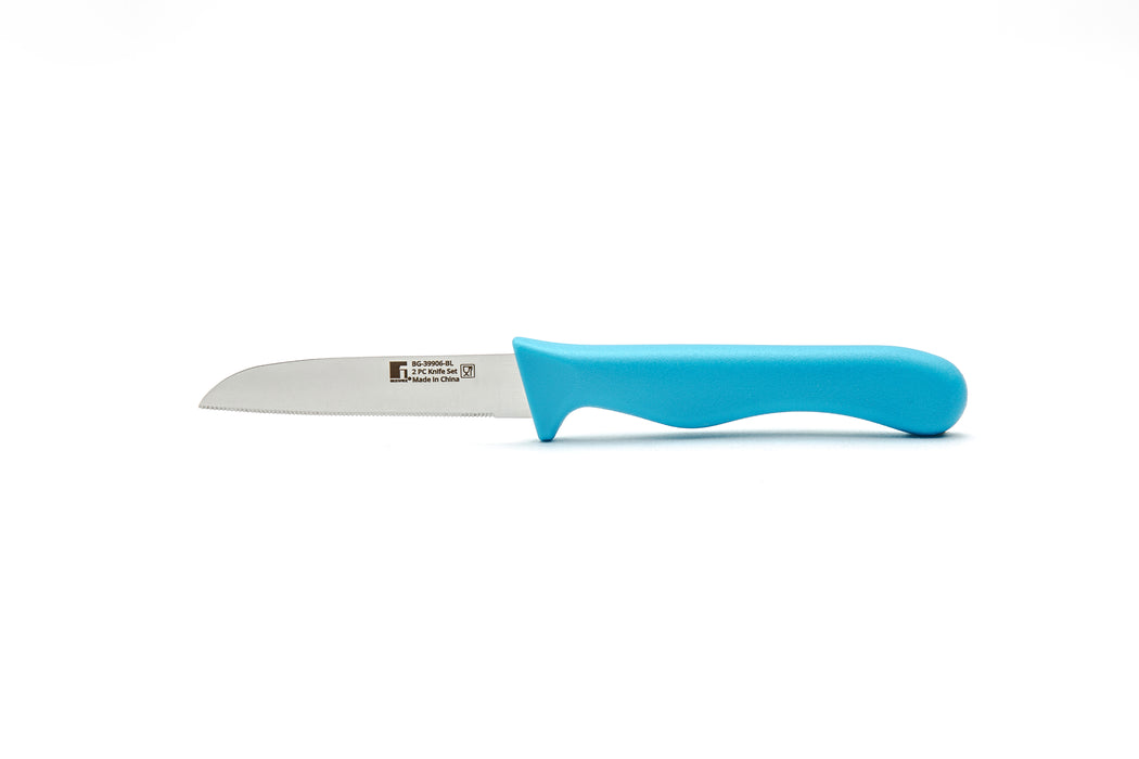 Ocasa Stainless Steel 2pc Fruit Knife Set Blue Serrated Blade