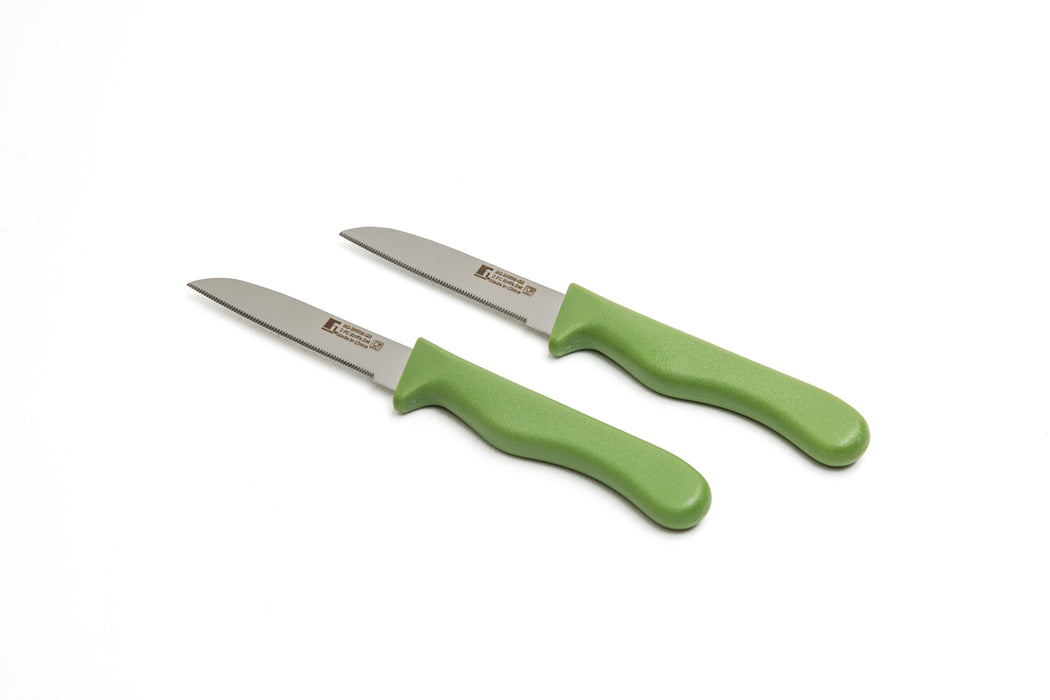 Ocasa Stainless Steel 2pc Fruit Knife Set Green Serrated Blade