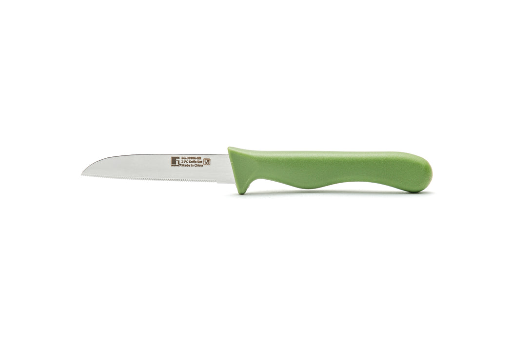 Ocasa Stainless Steel 2pc Fruit Knife Set Green Serrated Blade