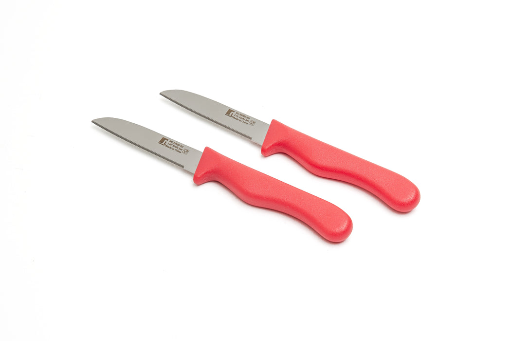 Ocasa Stainless Steel 2pc Fruit Knife Set Red Serrated Blade