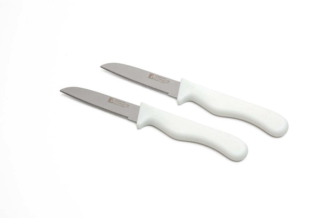 Ocasa Stainless Steel 2pc Fruit Knife Set White Serrated Blade