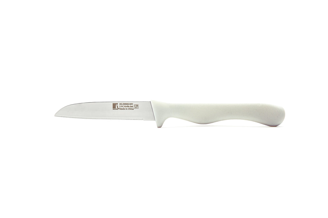 Ocasa Stainless Steel 2pc Fruit Knife Set White Serrated Blade