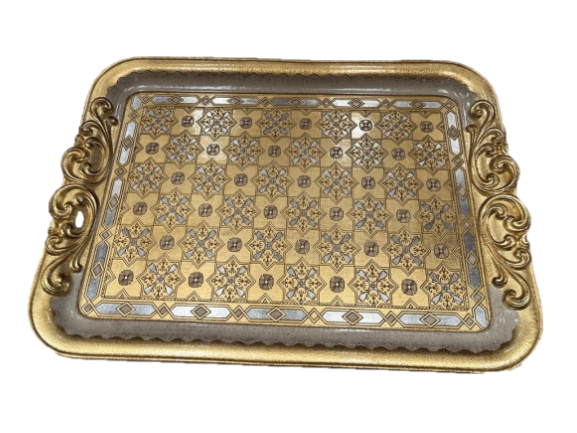 SEZZATINI ADIMARI RECTANGLE WOODEN TRAY WITH HANDLE 37X49CM, VL-234-5-3734