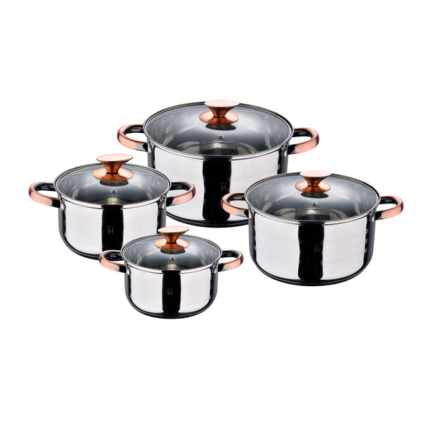 SAN IGNACIO ALTEA STAINLESS STEEL 8PC COOKWARE SET WITH INDUCTION BOTTOM