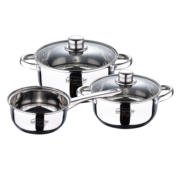 SAN IGNACIO CASSEL STAINLESS STEEL 5PC COOKWARE SET WITH INDUCTION BOTTOM