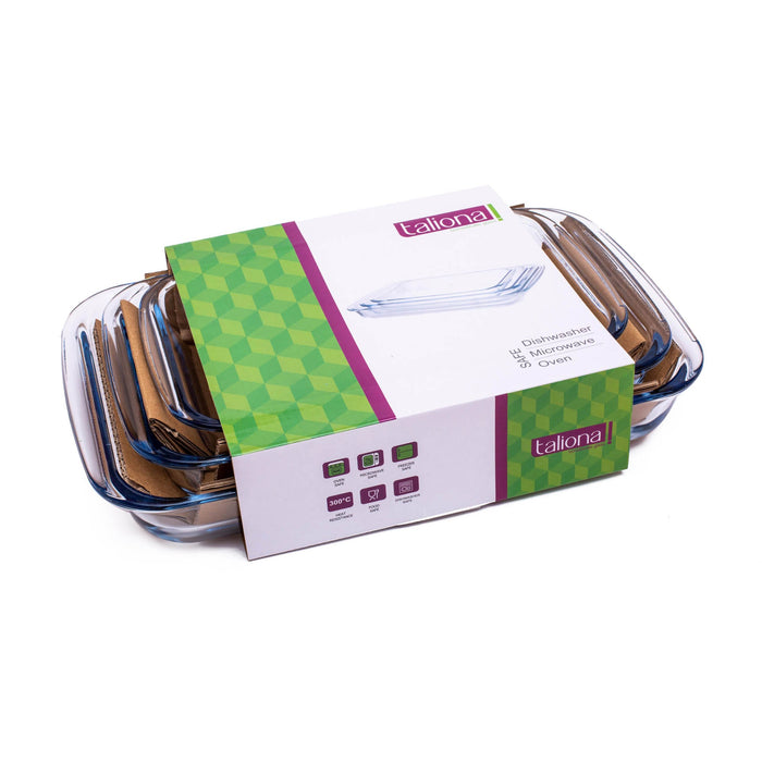 Rectangle Glass Bakeware 3pc Set 1.6l & 2.2+3l