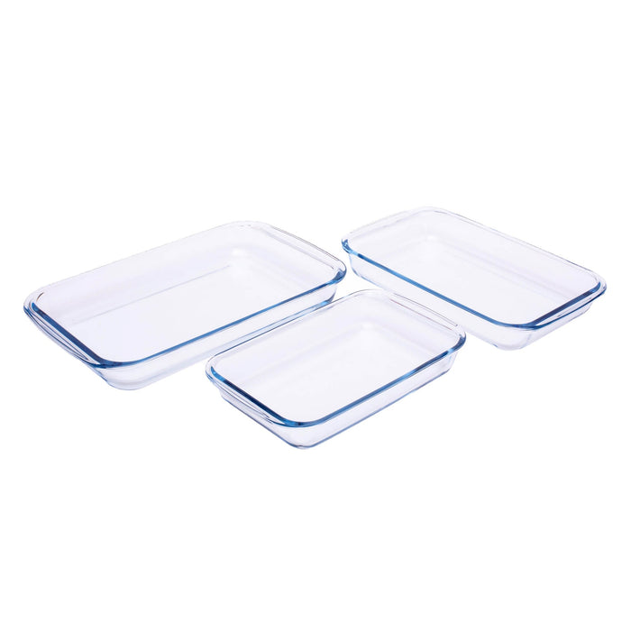 Rectangle Glass Bakeware 3pc Set 1.6l & 2.2+3l