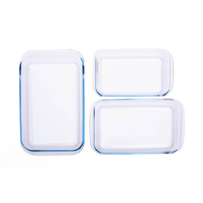 Rectangle Glass Bakeware 3pc Set 1.6l & 2.2+3l