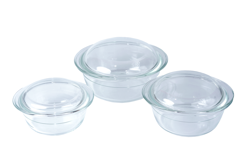 TALIONA BOROSILICATE GLASS CASSEROLE SET 1.4X2.1X3 LITER, CLEAR