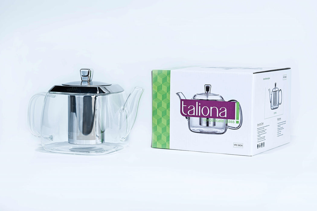 Lux Glass Tea Pot With Stainless Steel Filter & Lid 1200ml