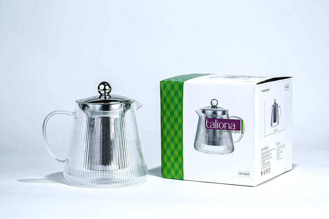 Volcano Glass Tea Pot With Stainless Steel Filter & Lid 800ml
