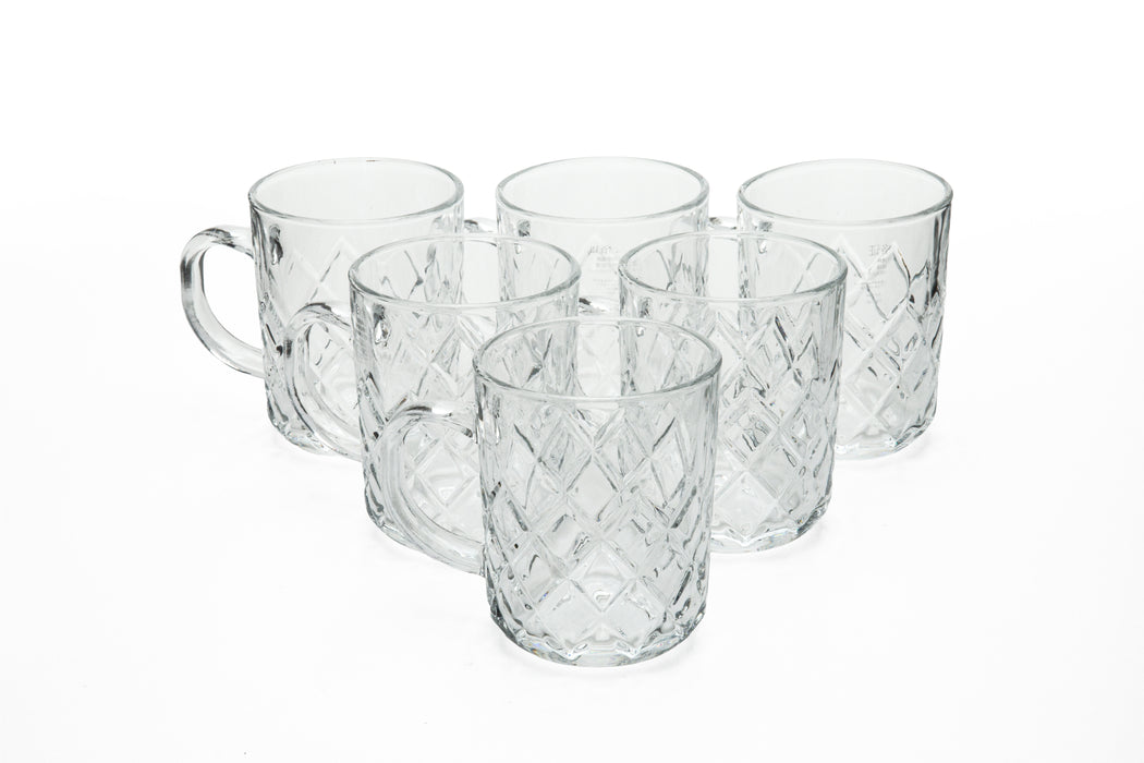 Diamond 6pc Glass Mug Set 24cl