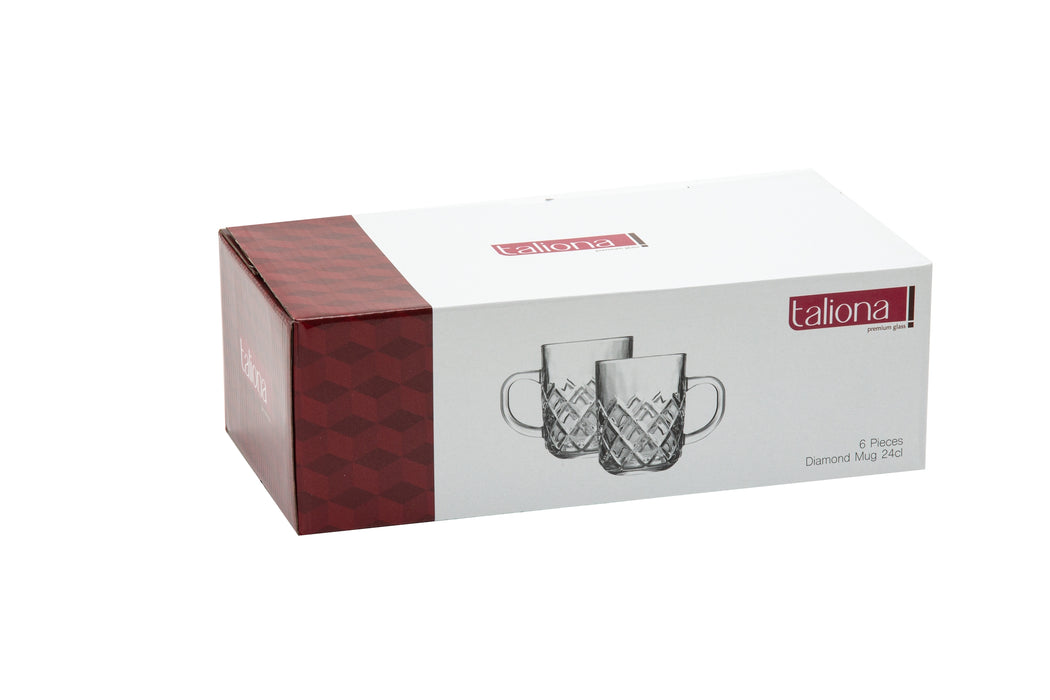 Diamond 6pc Glass Mug Set 24cl