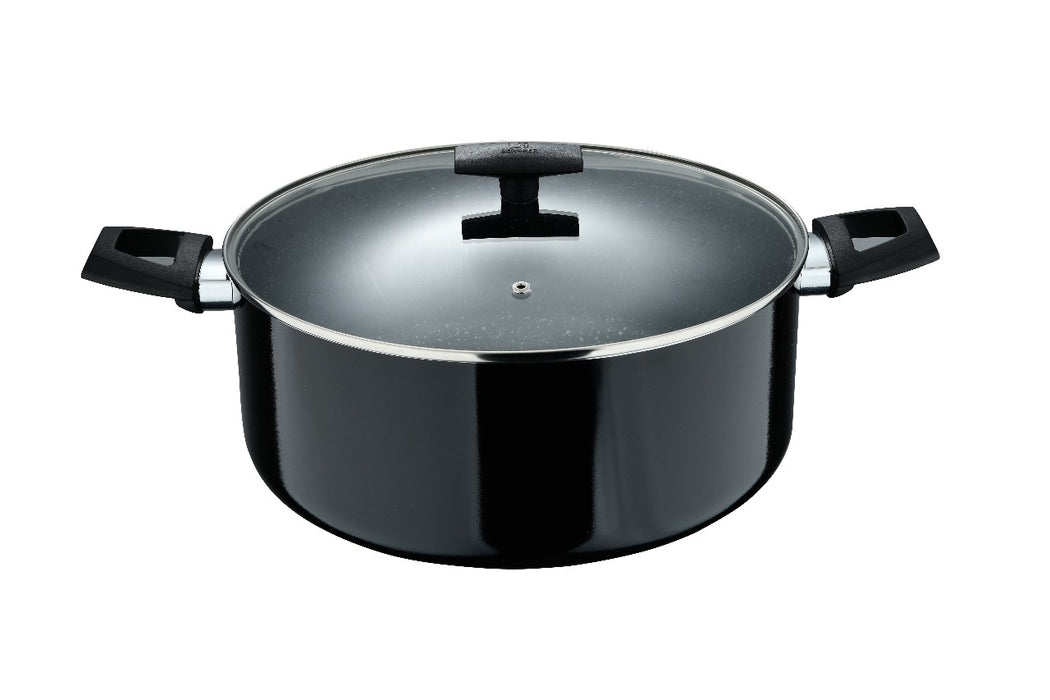 Shine Black Press Aluminum 9pcs Cookware Set With Induction Bottom
