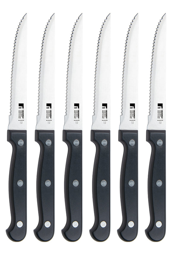 BERGNER VITA 6PC STAILESS STEEL STEAK KNIFE SET, BLACK/SILVER, BG40192MM
