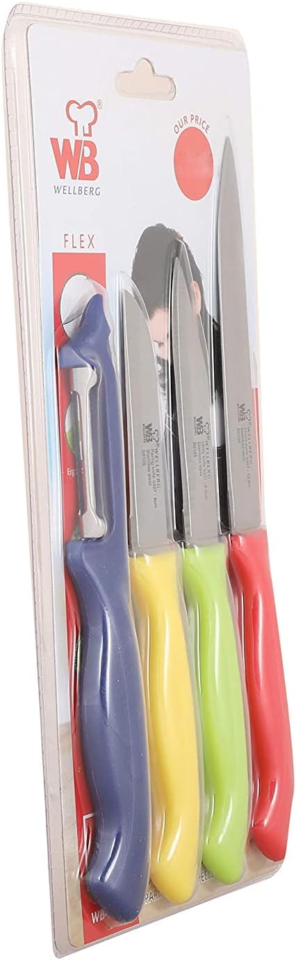 WELLBERG FLEX 4PC STAINLESS STEEL MULTI-UTILTY KNIFE SET, MULTI-COLOUR, WB5327