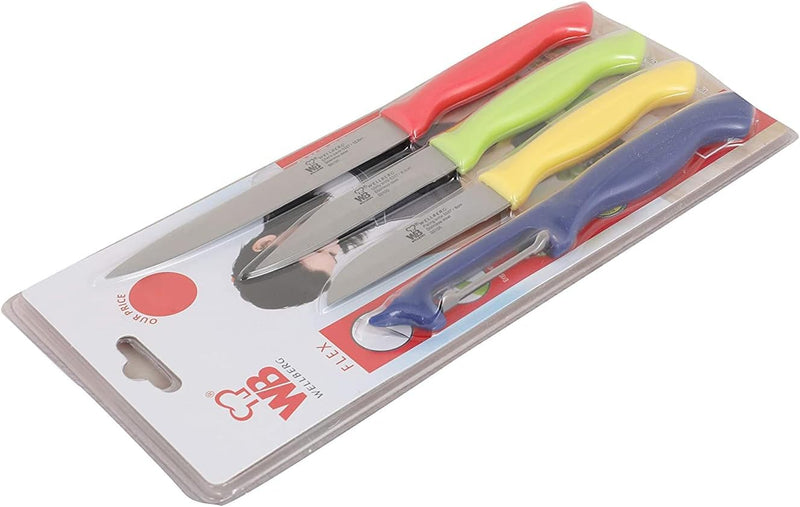 WELLBERG FLEX 4PC STAINLESS STEEL MULTI-UTILTY KNIFE SET, MULTI-COLOUR, WB5327