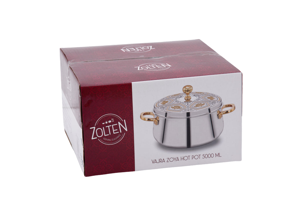 Vajra Zoya Stainless Steel Hotpot 5l Gold+Silver