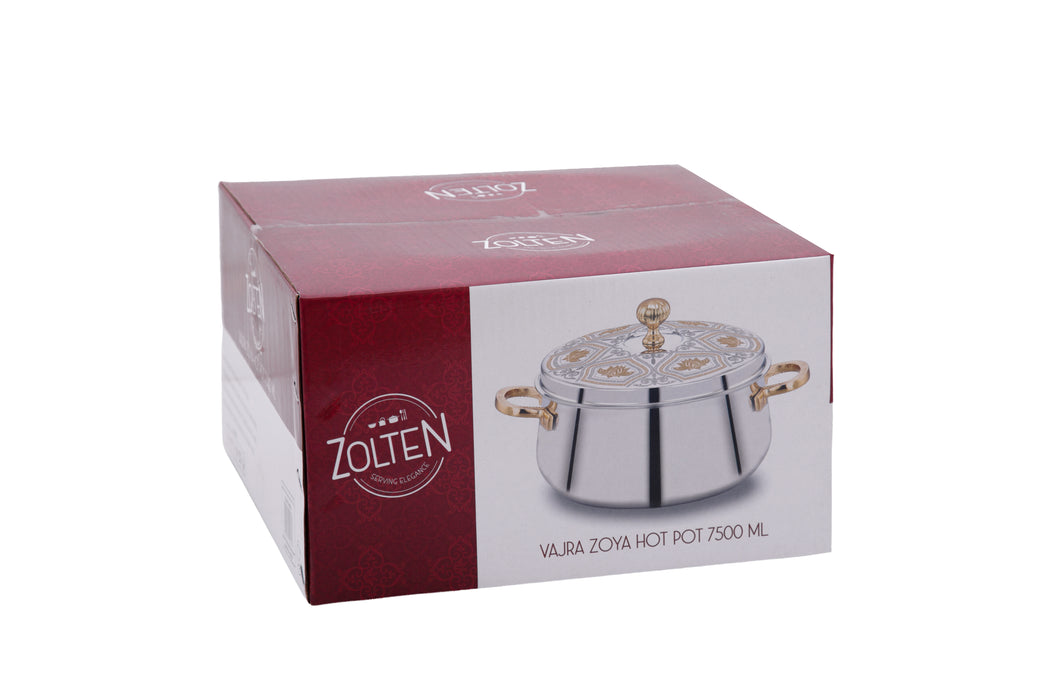 Vajra Zoya Stainless Steel Hotpot 7.5l Gold+Silver
