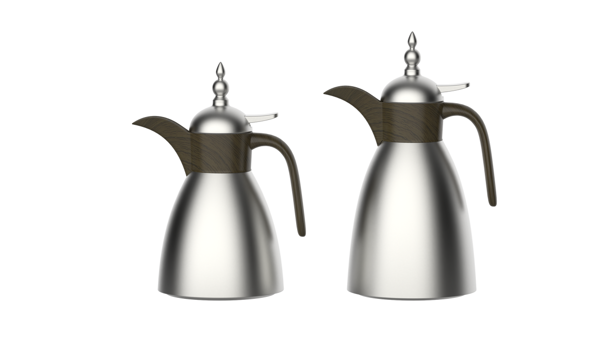 Classic Wenge 2pc Stainless Steel Vacuum Flask Set 0.7+1l
