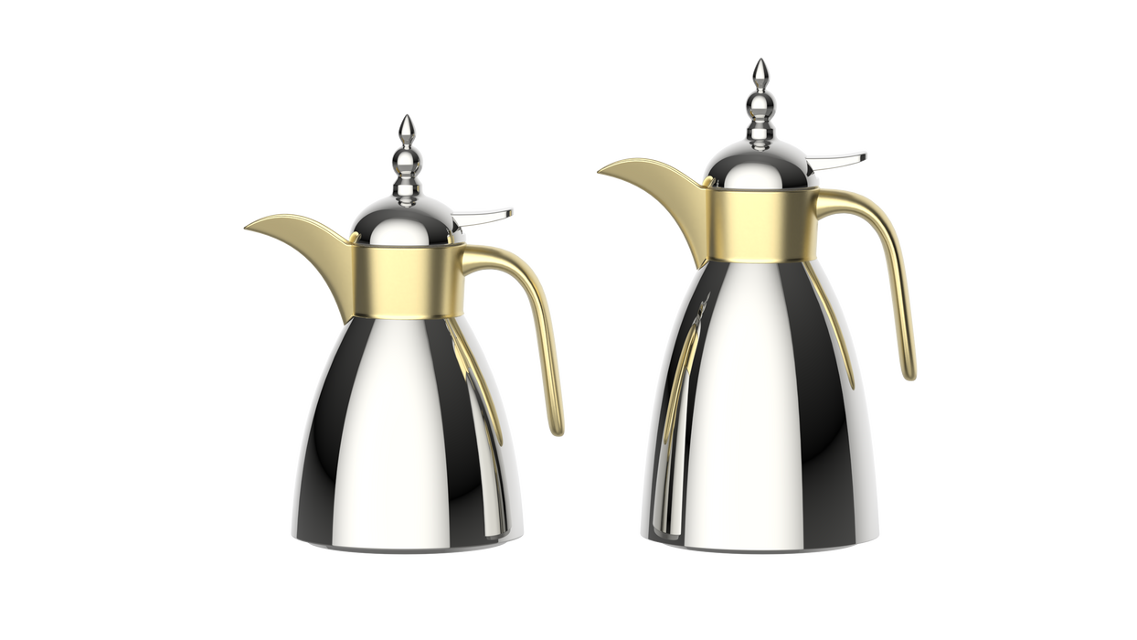 Classic Gold 2pc Stainless Steel Vacuum Flask Set 0.7+1l