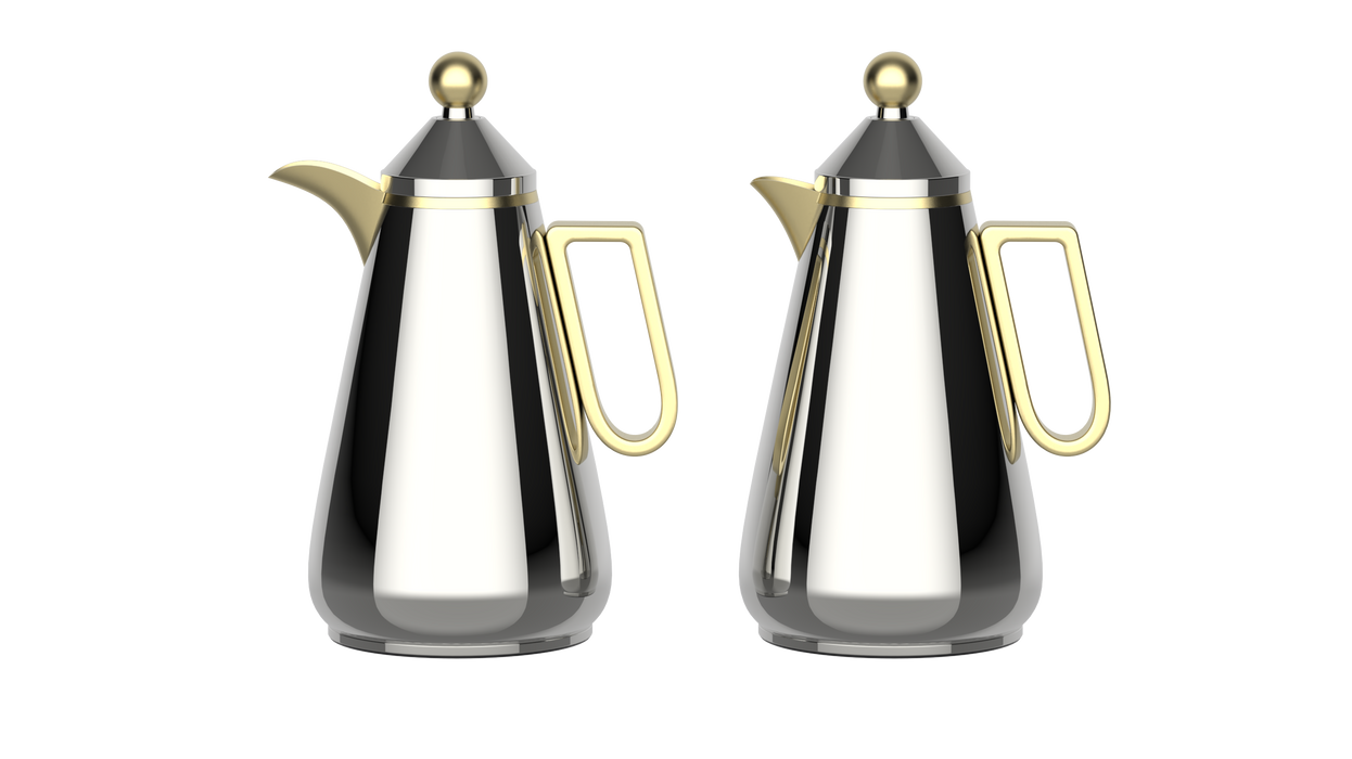 Velora Gold 2pc Stainless Steel Vacuum Flask Set 1l+1l