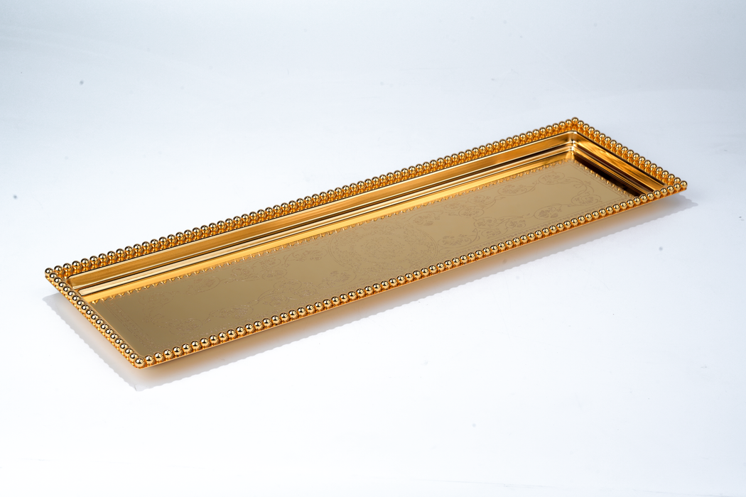 Silverplated Rectangle Tray M Gold 60x17cm