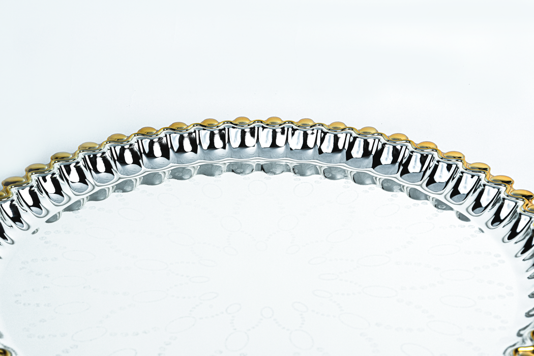 Silverplated Round Tray Gold+Silver Xl 53.5cm