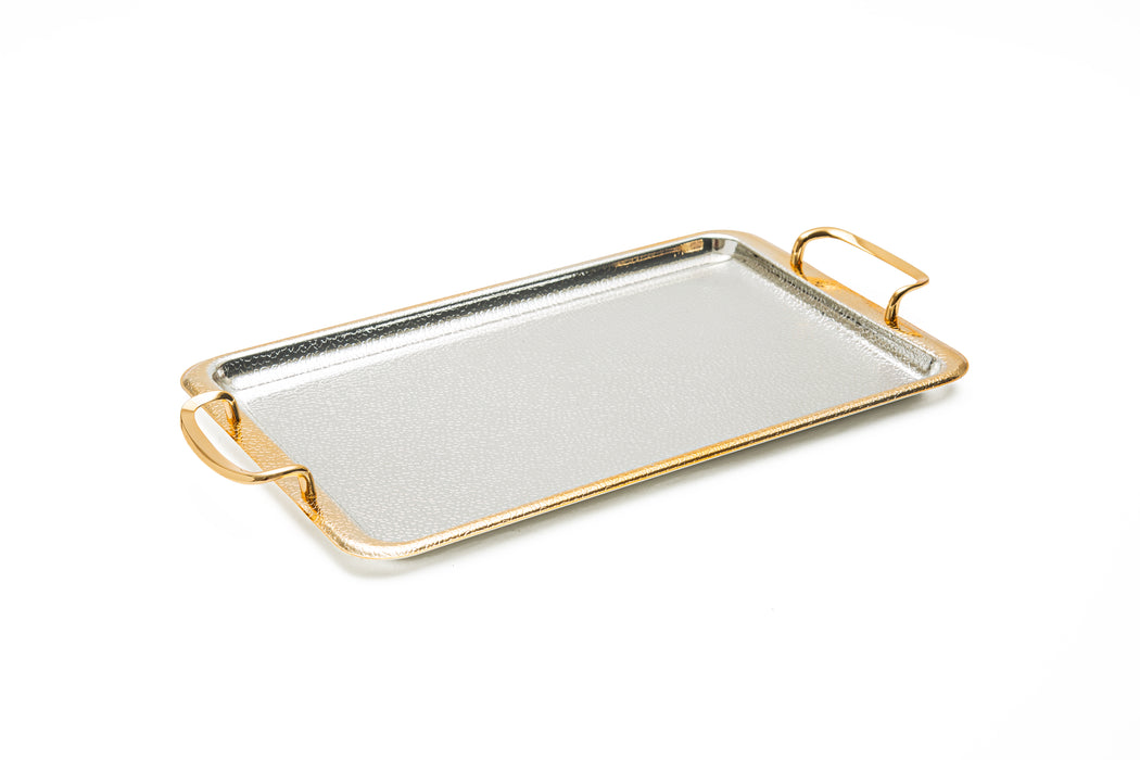 Silverplated Rectangle Tray Gold+Silver L 42.5x26 Cm