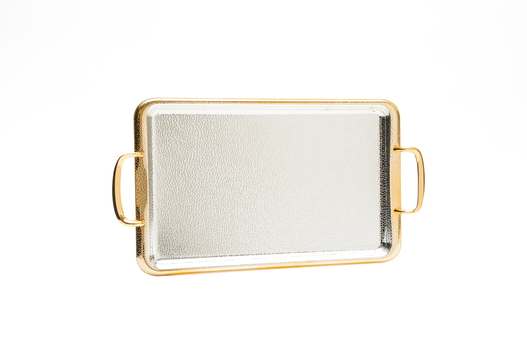Silverplated Rectangle Tray Gold+Silver L 42.5x26 Cm
