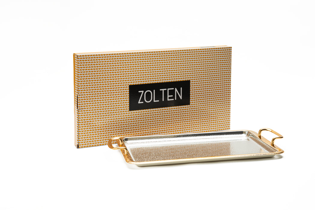 Silverplated Rectangle Tray Gold+Silver L 42.5x26 Cm
