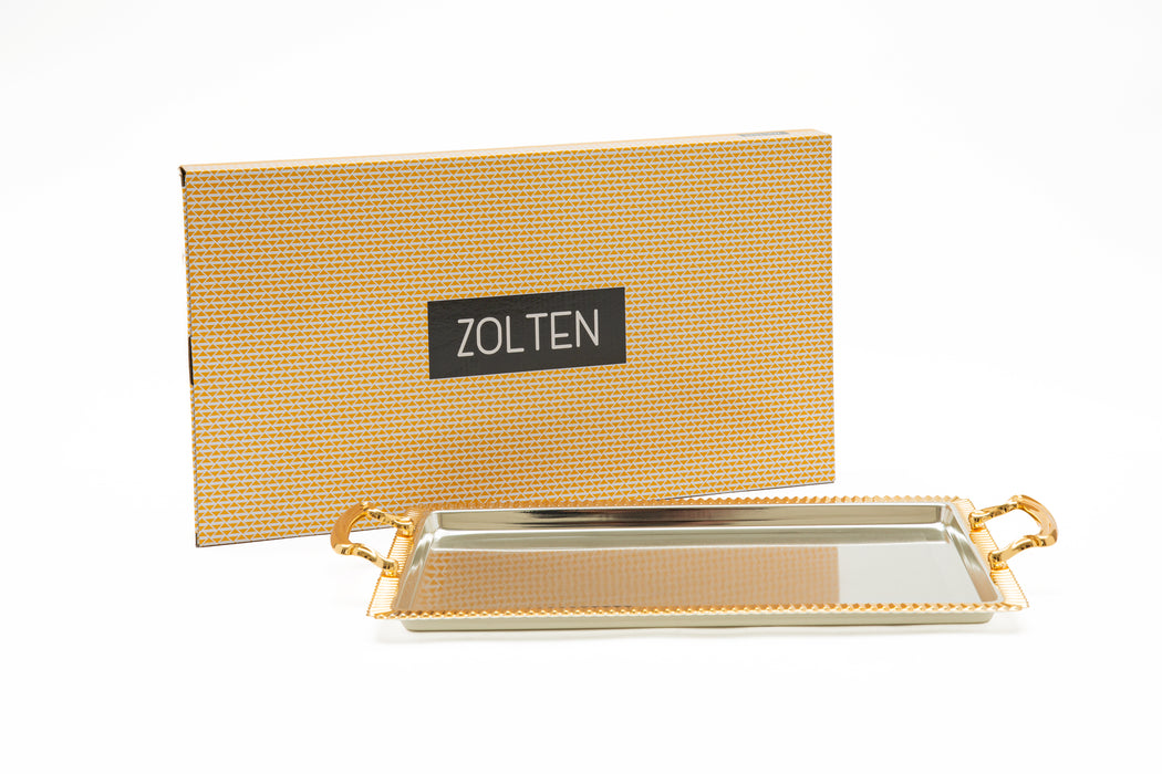 Silverplated Rectangle Tray Xl Gold+Silver 50x32.2cm