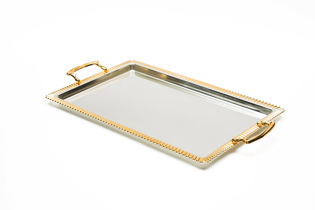 Silverplated Rectangle Tray L Gold+Silver 42.5x27.6cm