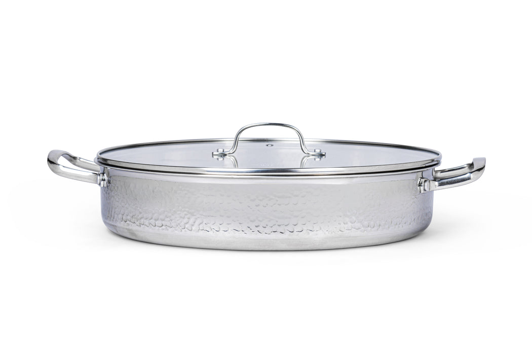 Hammered Tri-Ply Shallow Casserole 36cm
