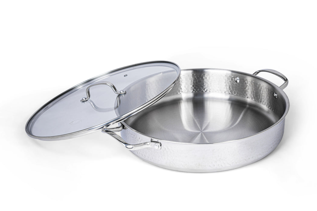 Hammered Tri-Ply Shallow Casserole 36cm