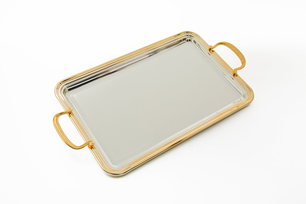 Silverplated Rectangle Tray L Gold+Silver 42.5x27.6cm