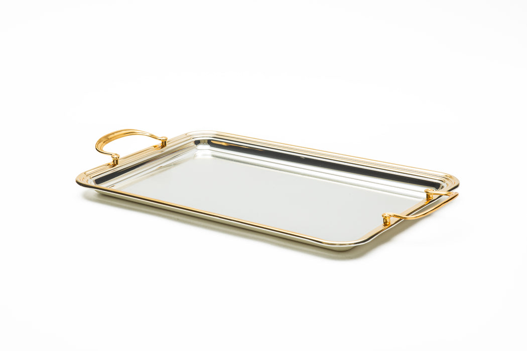 Silverplated Rectangle Tray L Gold+Silver 42.5x27.6cm