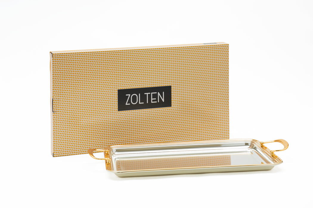 Silverplated Rectangle Tray L Gold+Silver 42.5x27.6cm