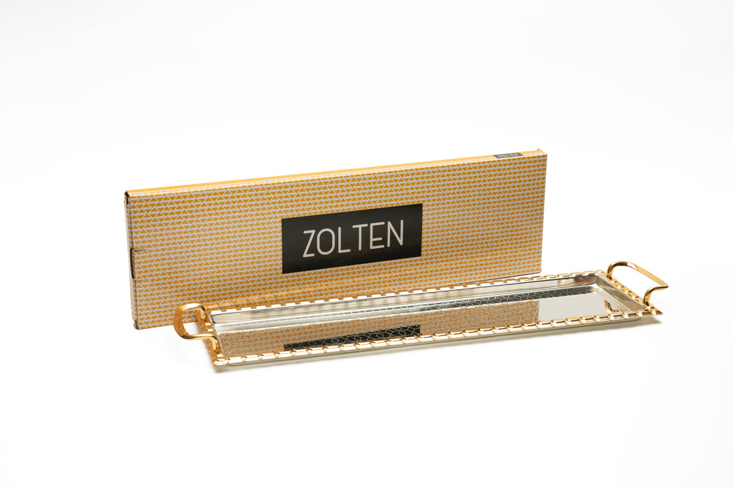 Silverplated Rectangle Tray Gold+Silver Xl 57.8x16.8cm