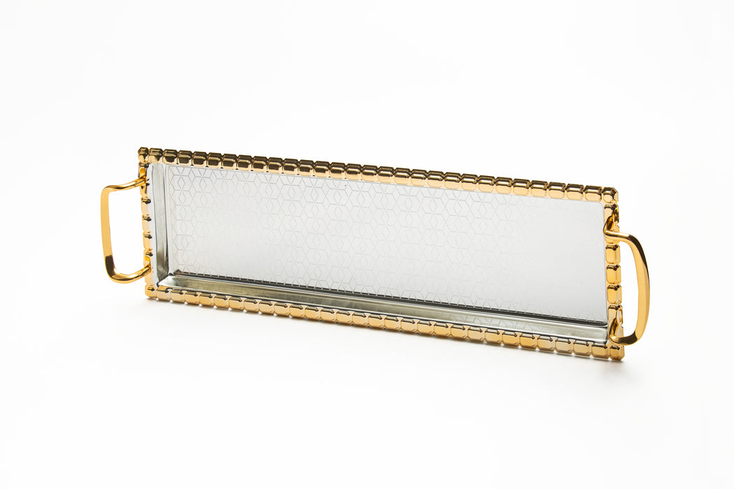 Silverplated Rectangle Tray Gold+Silver Xl 57.8x16.8cm