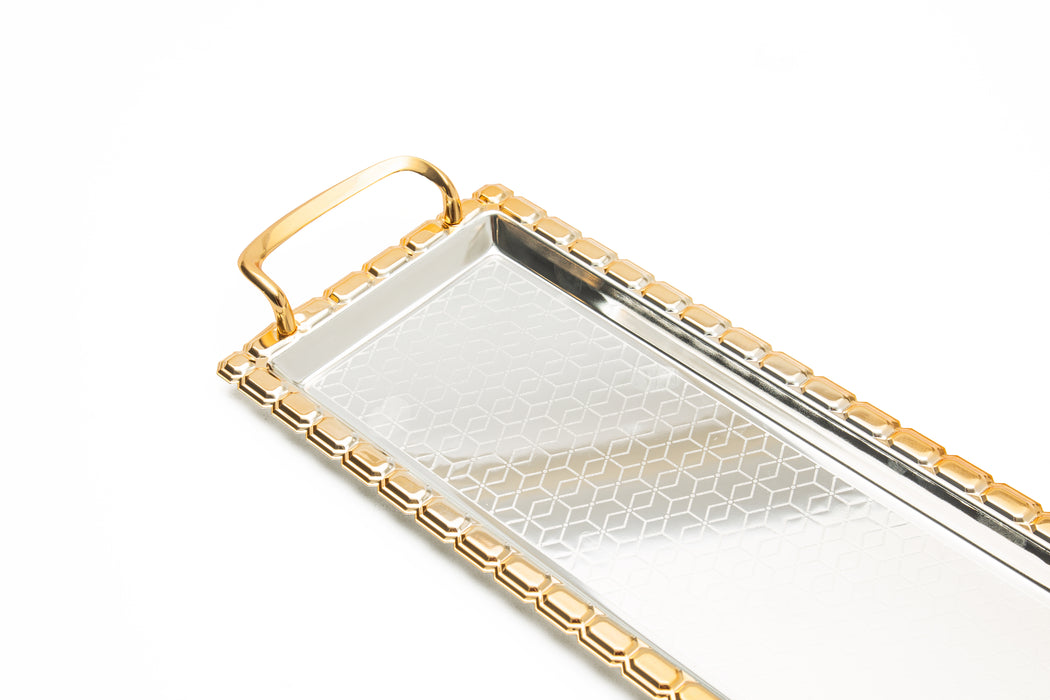 Silverplated Rectangle Tray Gold+Silver M 38.8x16.9cm