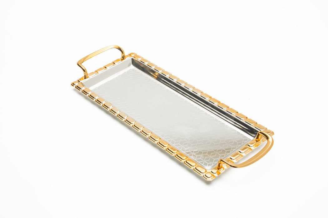 Silverplated Rectangle Tray Gold+Silver M 38.8x16.9cm