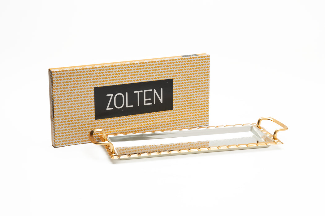 Silverplated Rectangle Tray Gold+Silver M 38.8x16.9cm