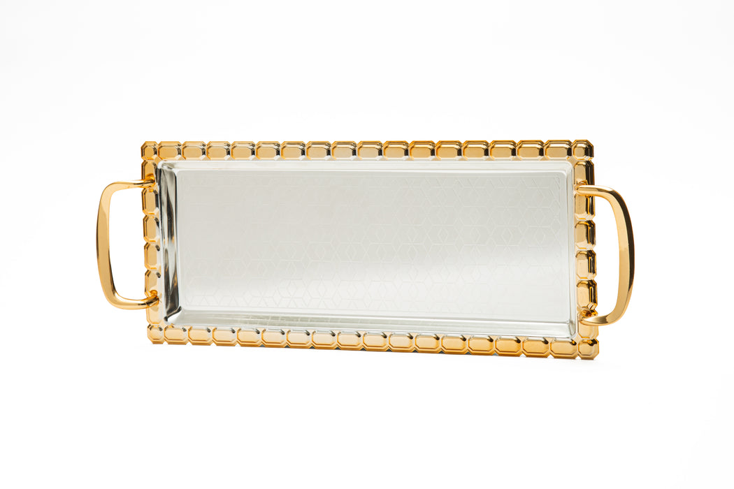 Silverplated Rectangle Tray Gold+Silver M 38.8x16.9cm