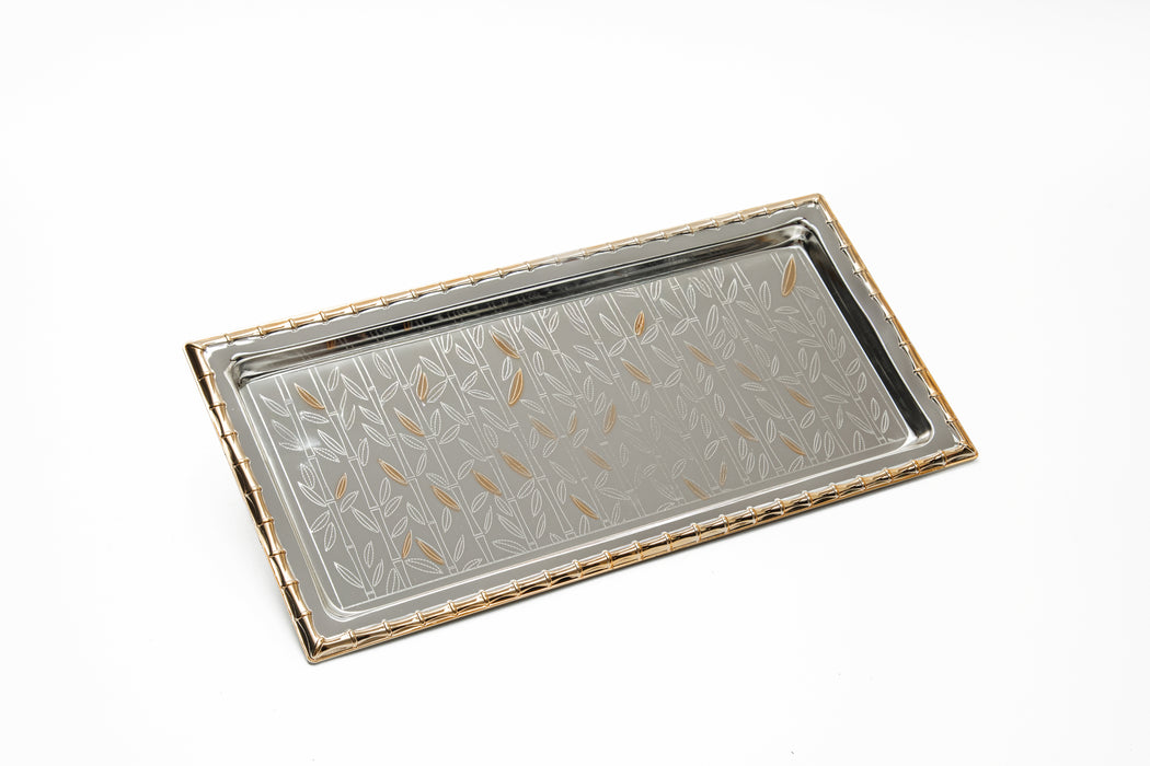 Silverplated Rectangle Tray Gold+Silver M 38.8x19 Cm