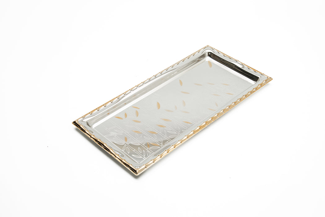 Silverplated Rectangle Tray Gold+Silver M 38.8x19 Cm