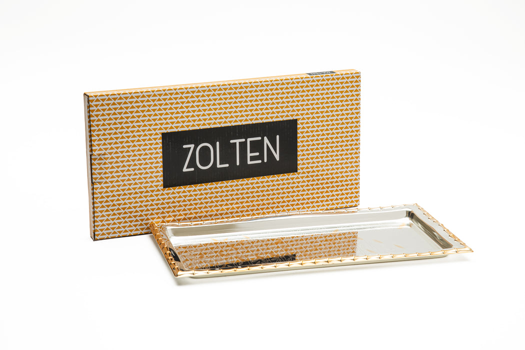 Silverplated Rectangle Tray Gold+Silver M 38.8x19 Cm
